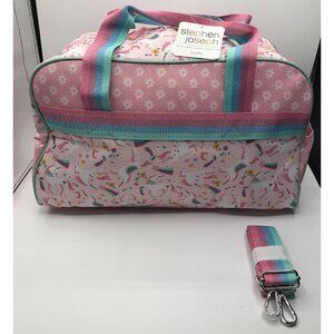 Stephen Joseph Duffel Duffle Bag Girls Kids Pink Unicorn Travel Carry‎ On Floral